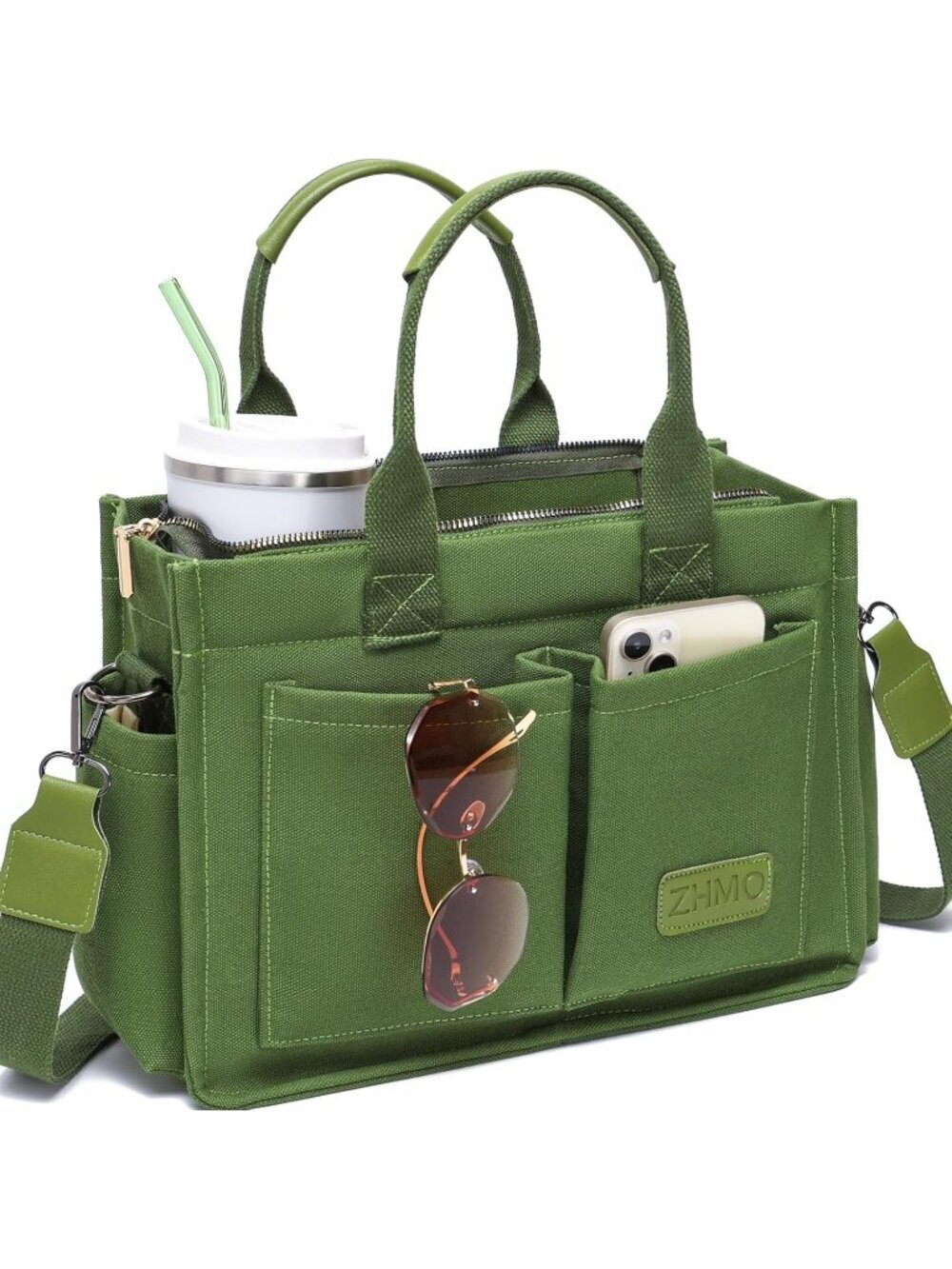 Women's Army Green Travel Nurse Teacher Purse Laptop Tote Crossbody Handbags
